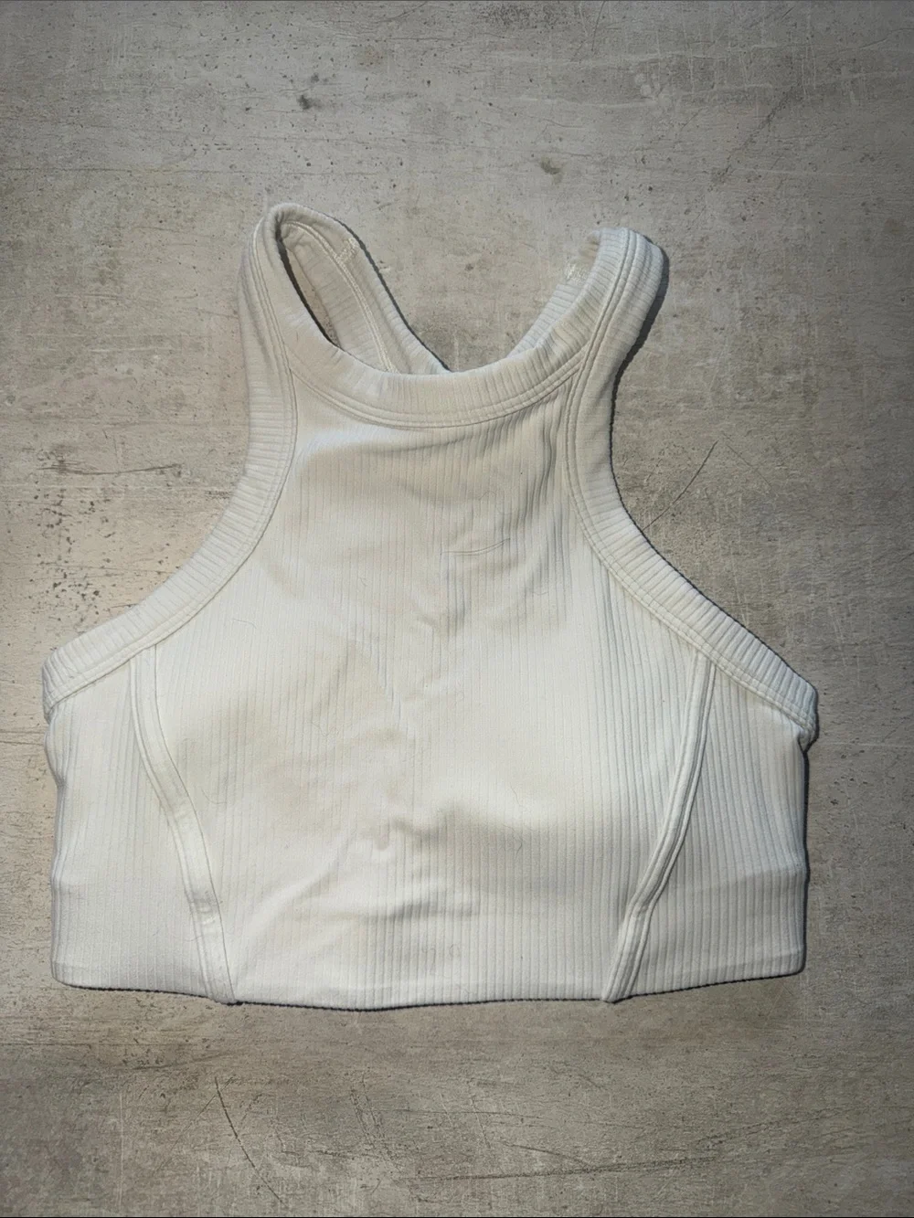 LULULEMON Ribbed High-Neck Crop Tank Top - White